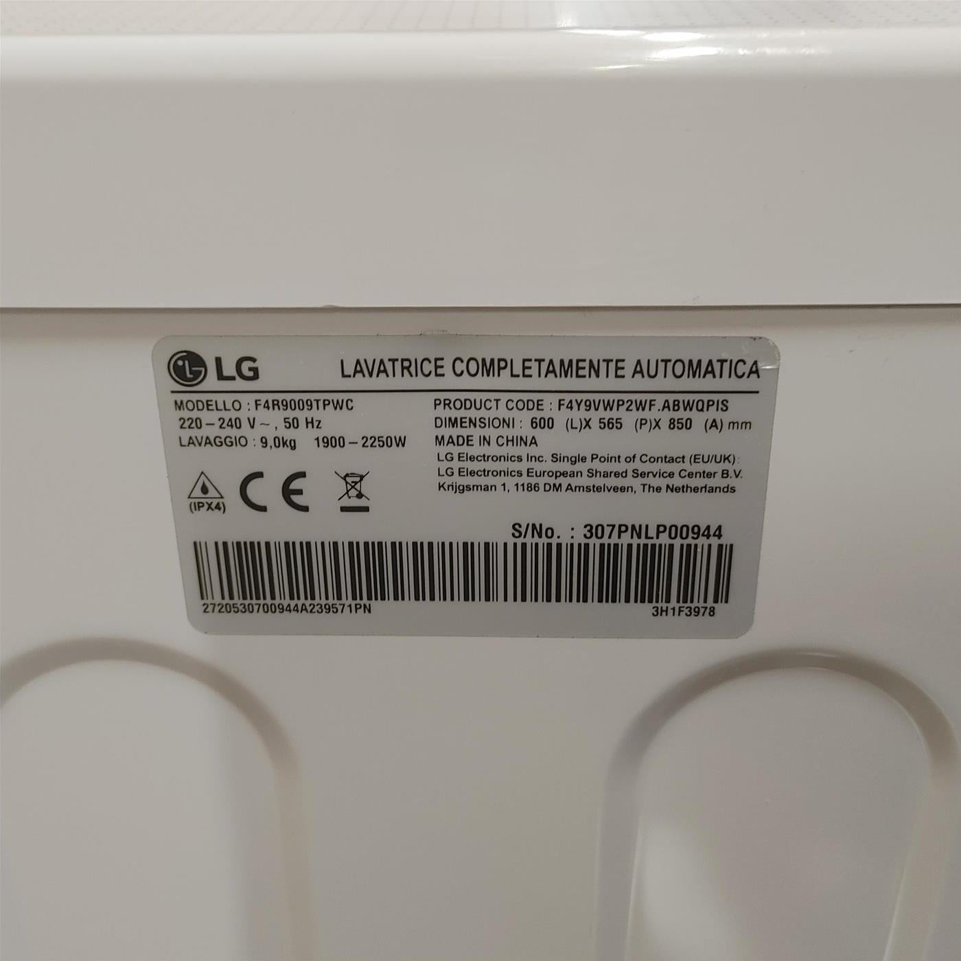 Lavatrice LG F4R9009TPWC Carica frontale 9 kg 1400 Giri/min Bianco
