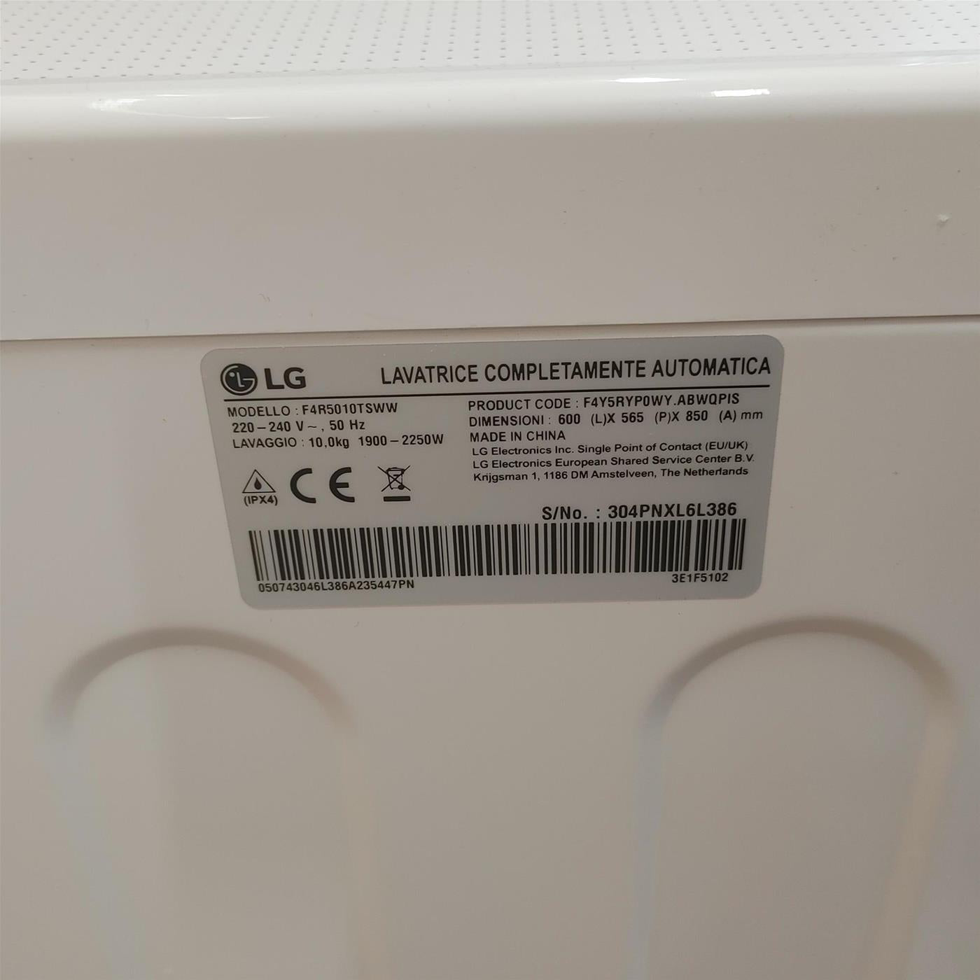 Lavatrice LG F4R5010TSWW Carica frontale 10 kg 1400 Giri/min Bianco