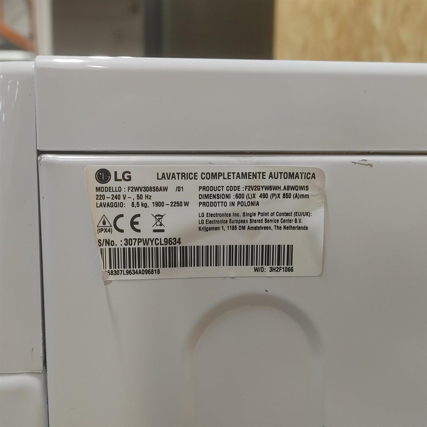 Lavatrice intelligente LG F2WV308S6AW AI DD Classe A 8,5 Kg