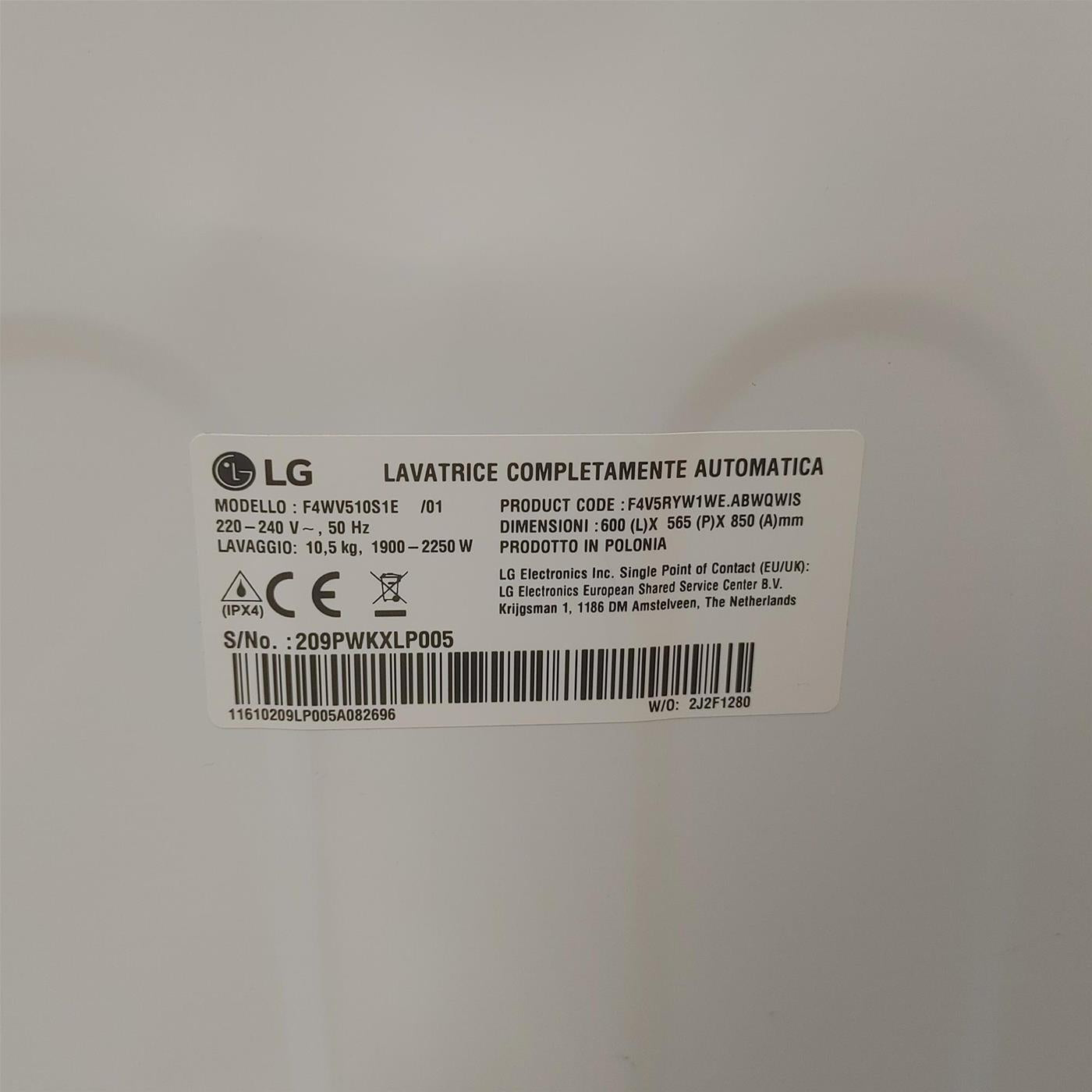 Lavatrice intelligente LG 4WV510S1E 10,5 Kg