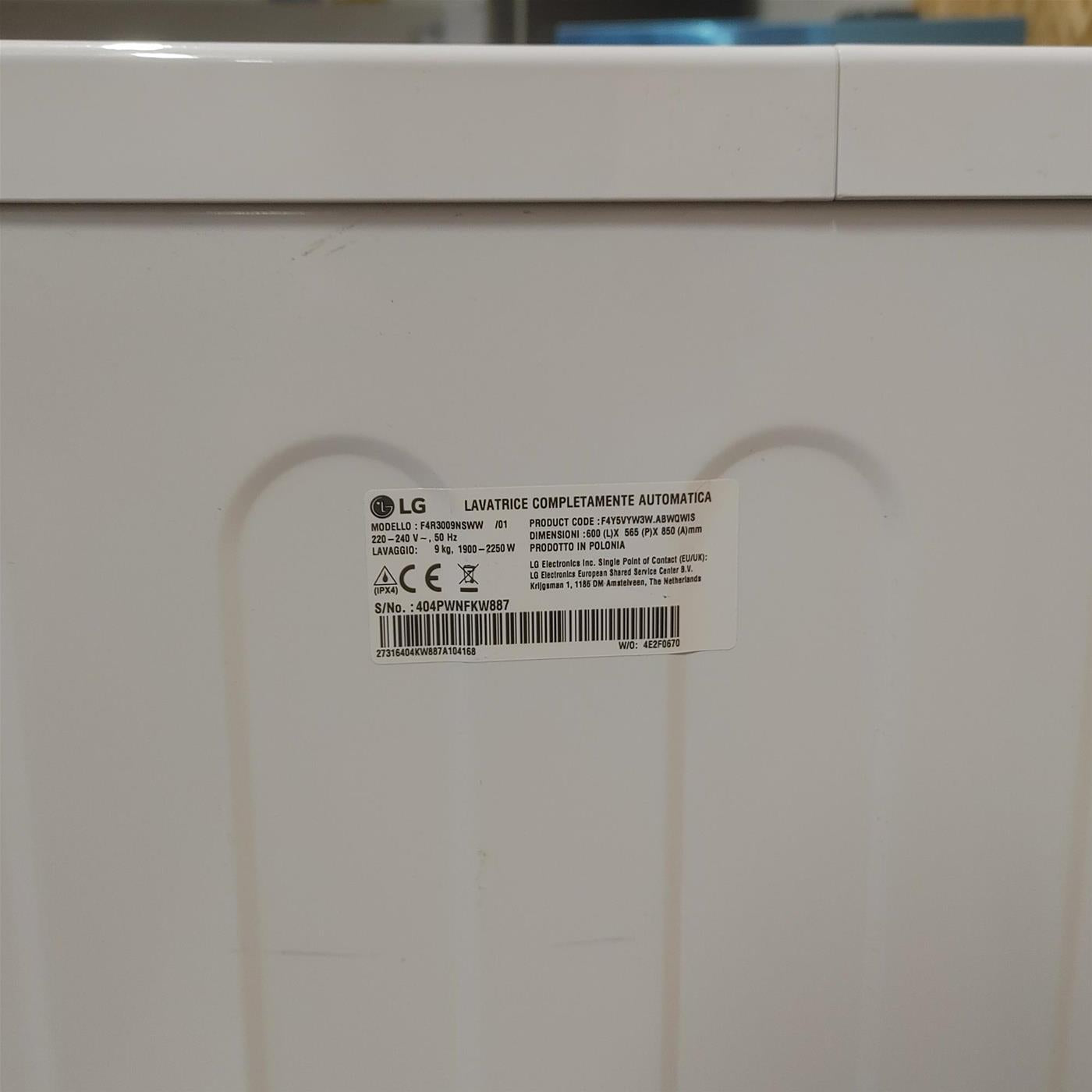 Lavatrice intelligente LG F4R3009NSWW Classe A, AI Wash 9 Kg