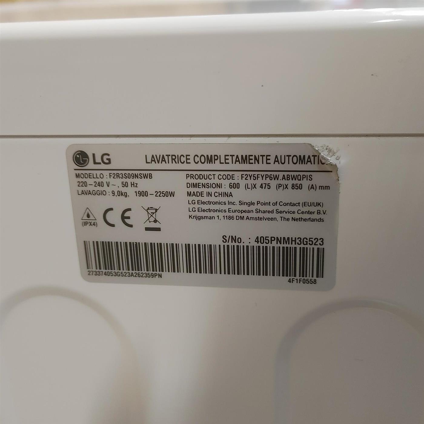 Lavatrice intelligente LG F2R3S09NSWB Classe A 9 Kg
