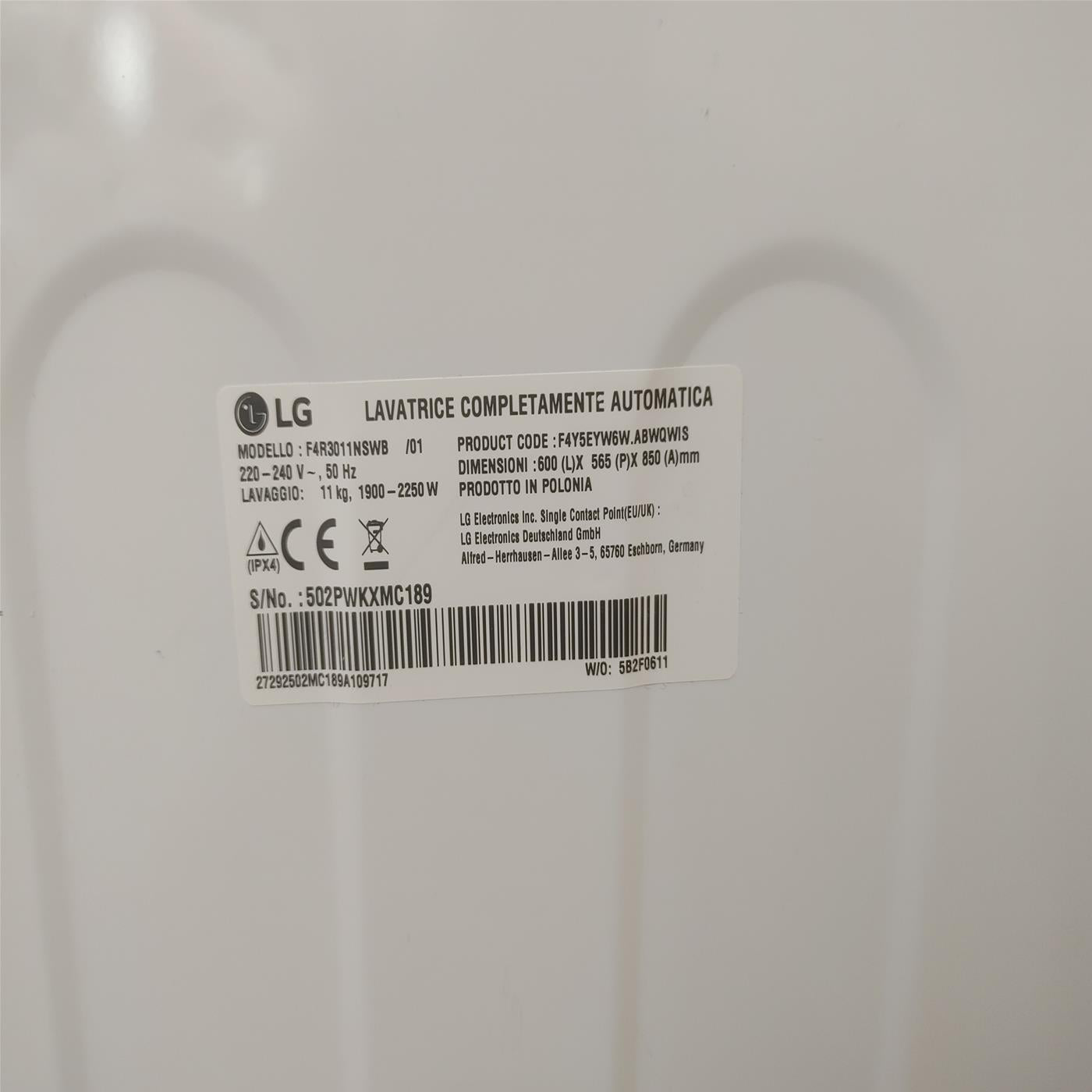 Lavatrice intelligente LG F4R3011NSWB AI DD 11 Kg