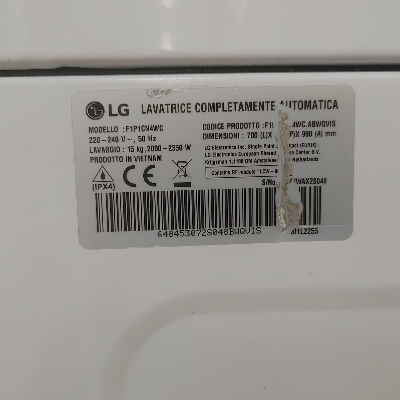 Lavatrice Intelligente LG F1P1CN4WC AIDD 15 Kg