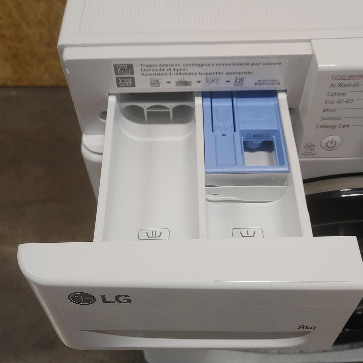 Lavatrice LG F2R3S08NSWW AI DD, Vapore, AI Wash 8 Kg
