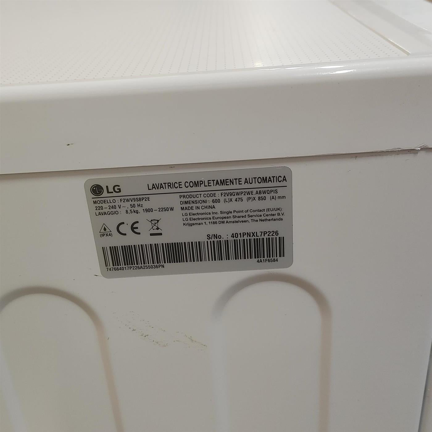 Lavatrice LG F2WV9S8P2E 8,5 Kg