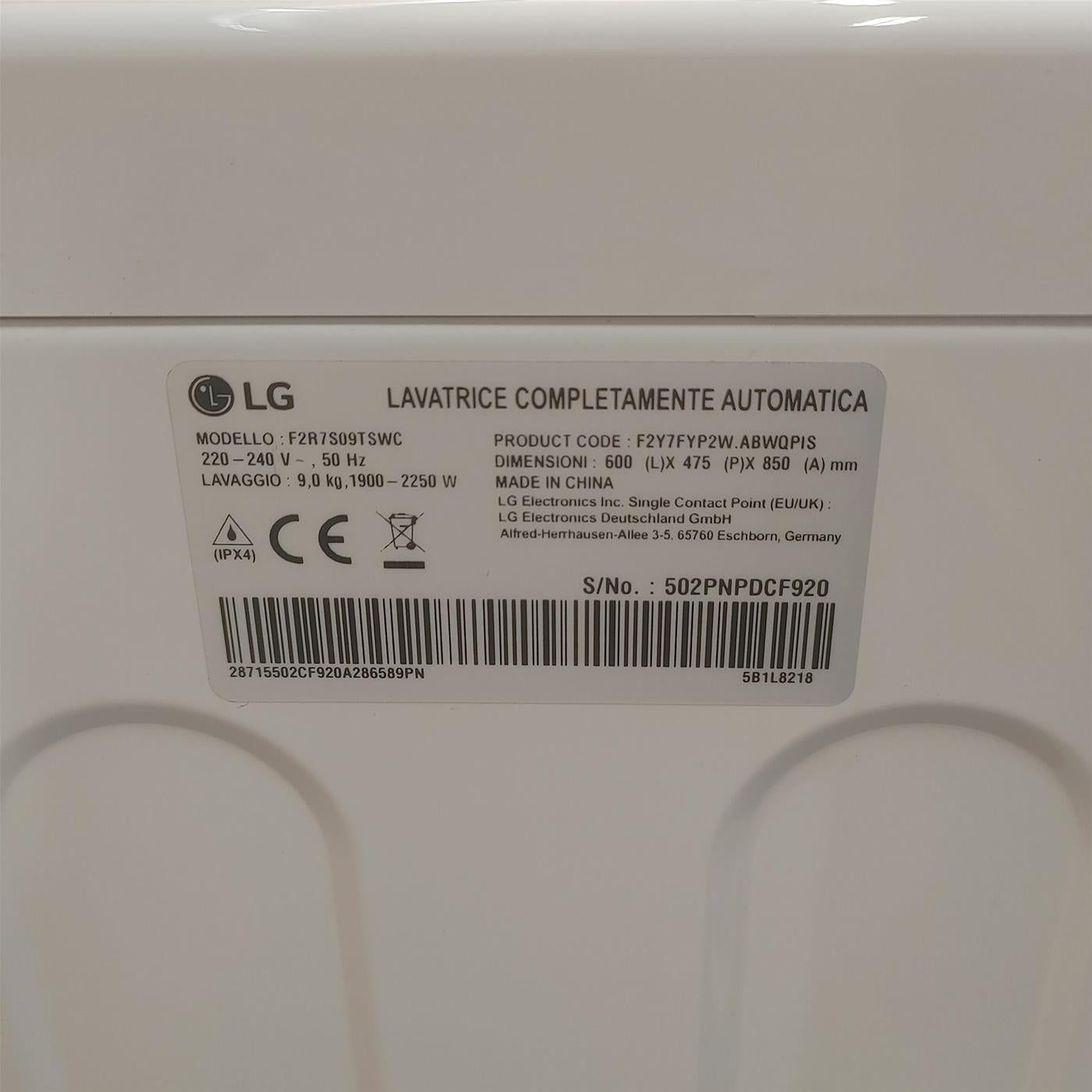 Lavatrice intelligente LG F2R7S09TSWC 9 Kg