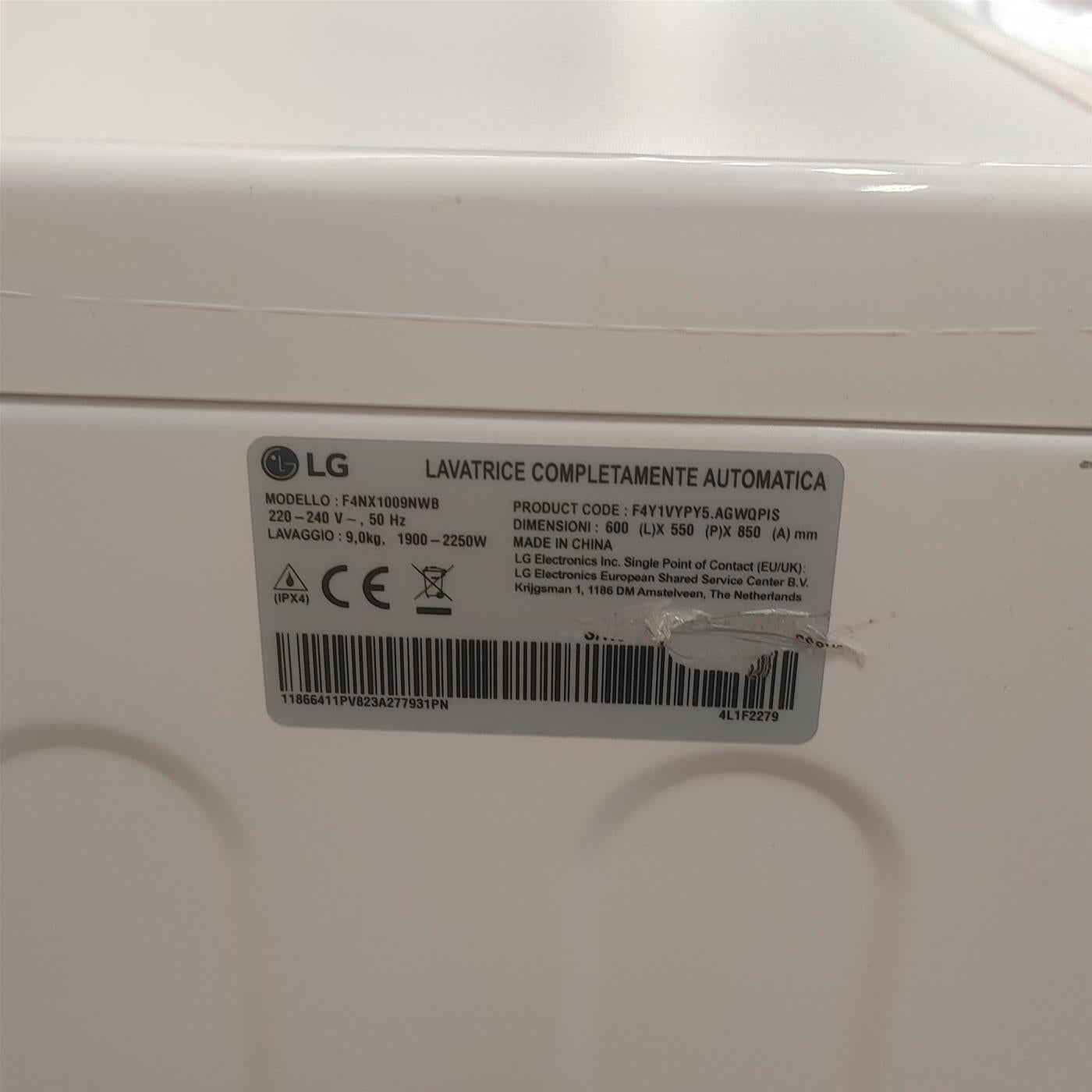 Lavatrice LG F4NX1009NWB 9kg Wifi