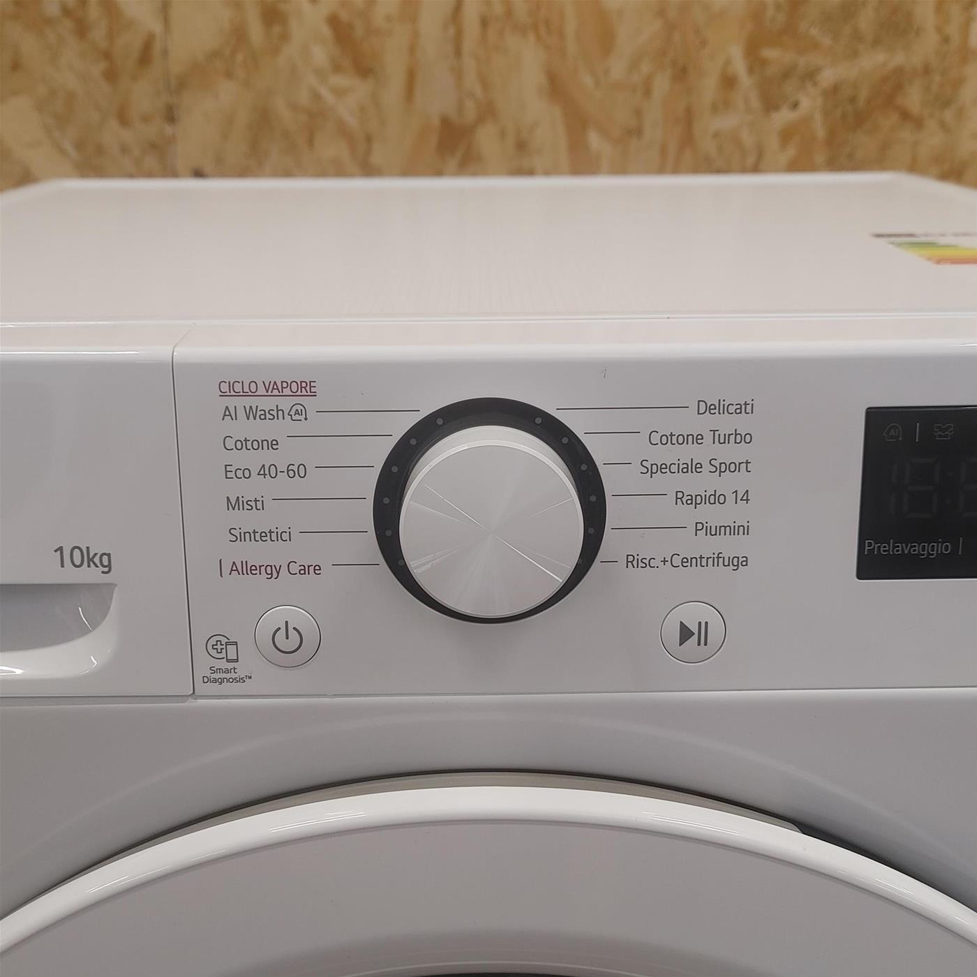 Lavatrice intelligente LG F4R3010NSWW AI DD, Lavaggio a vapore 10 Kg