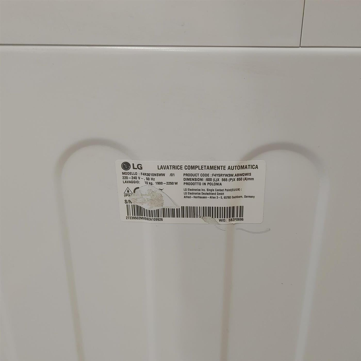 Lavatrice intelligente LG F4R3010NSWW AI DD, Lavaggio a vapore 10 Kg