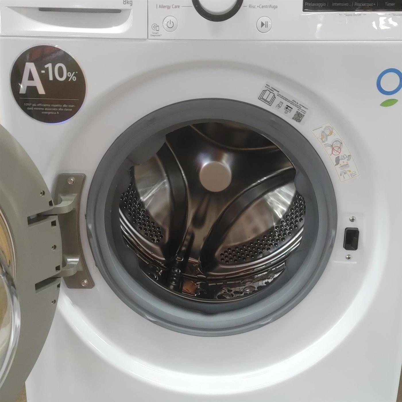 Lavatrice LG F2R3S08NSWB AI DD, Vapore, AI Wash 8 Kg