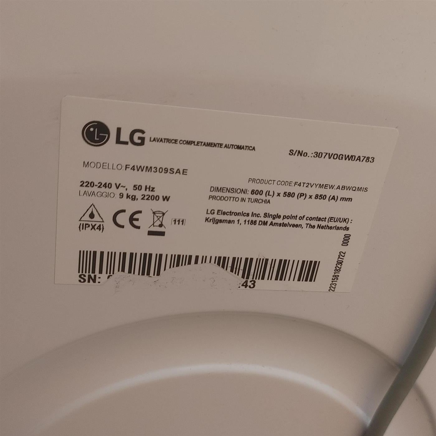 Lavatrice LG F4WM309SAE 9 Kg