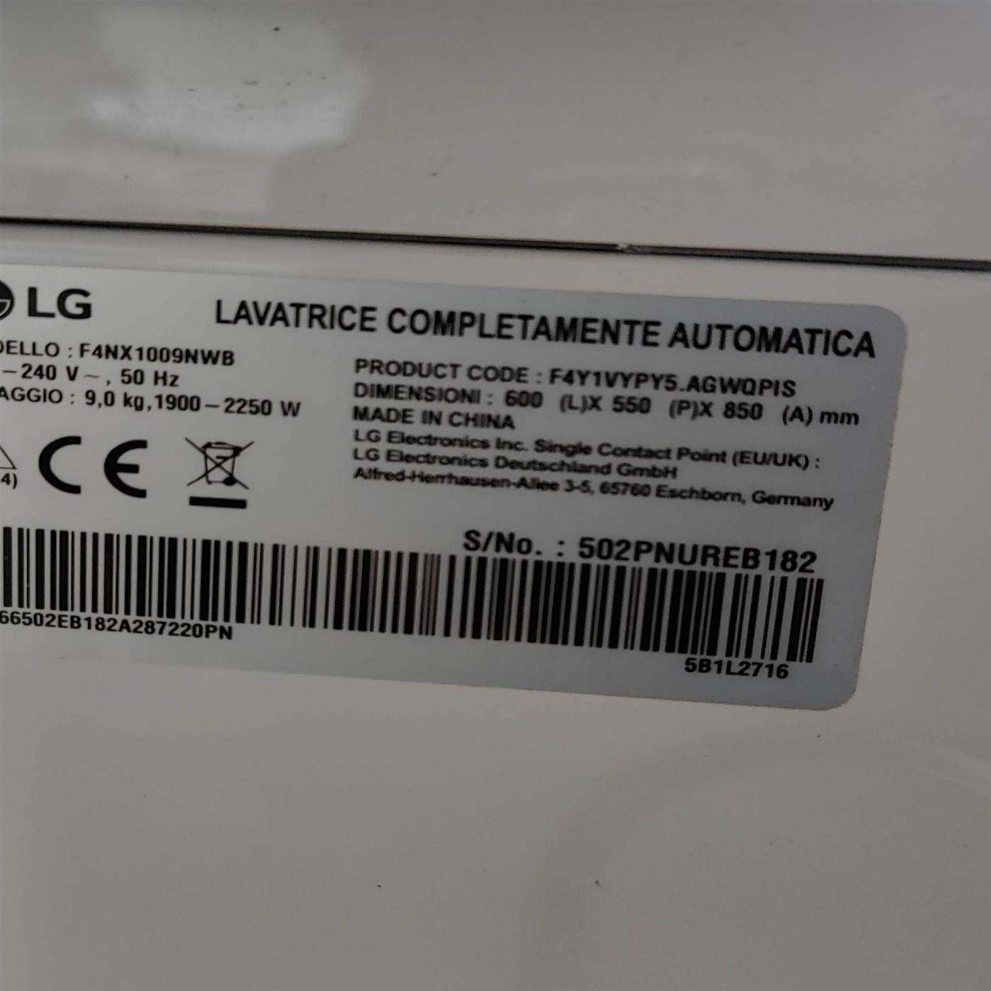 Lavatrice smart LG F4NX1009NWB Classe A 9 Kg