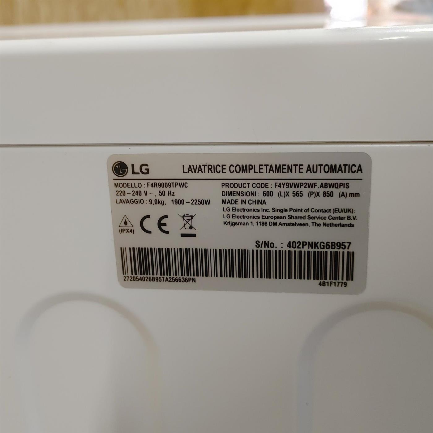 Lavatrice intelligente LG F4R9009TPWC Classe A 9 Kg