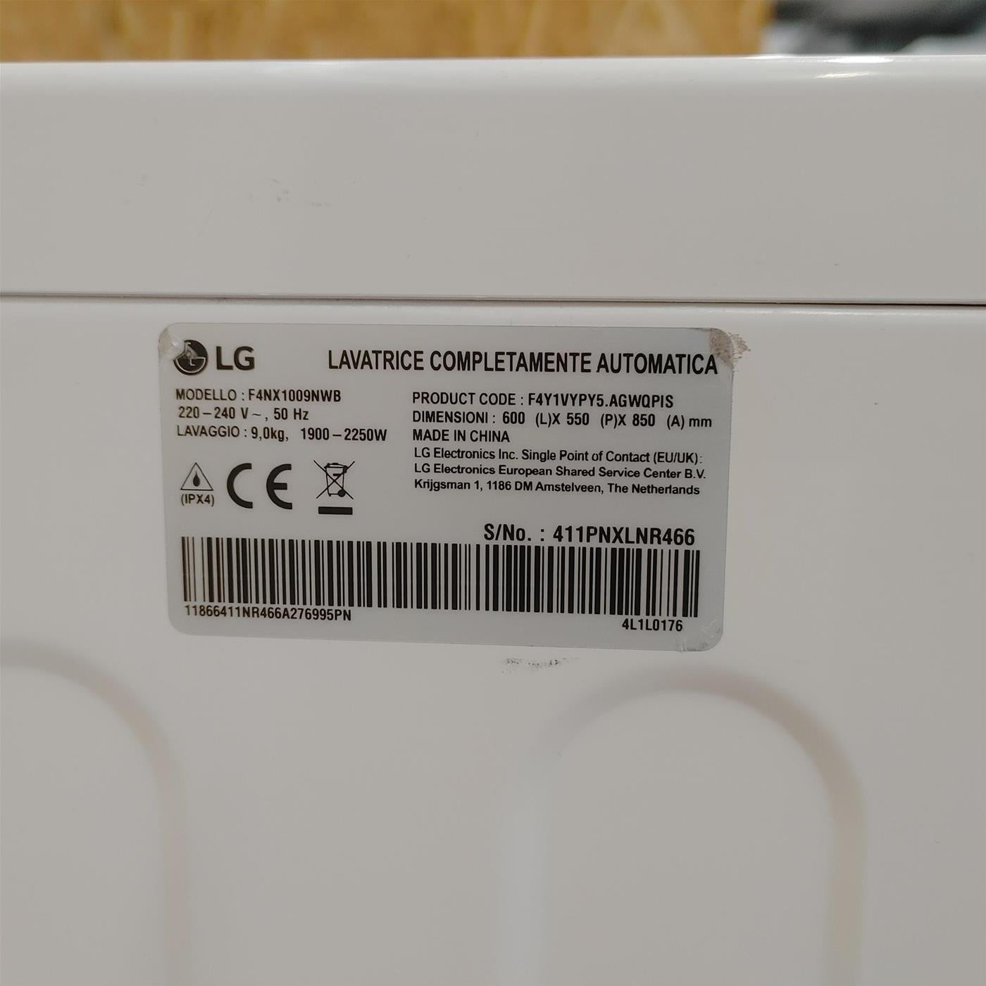 Lavatrice smart LG F4NX1009NWB Classe A 9 Kg