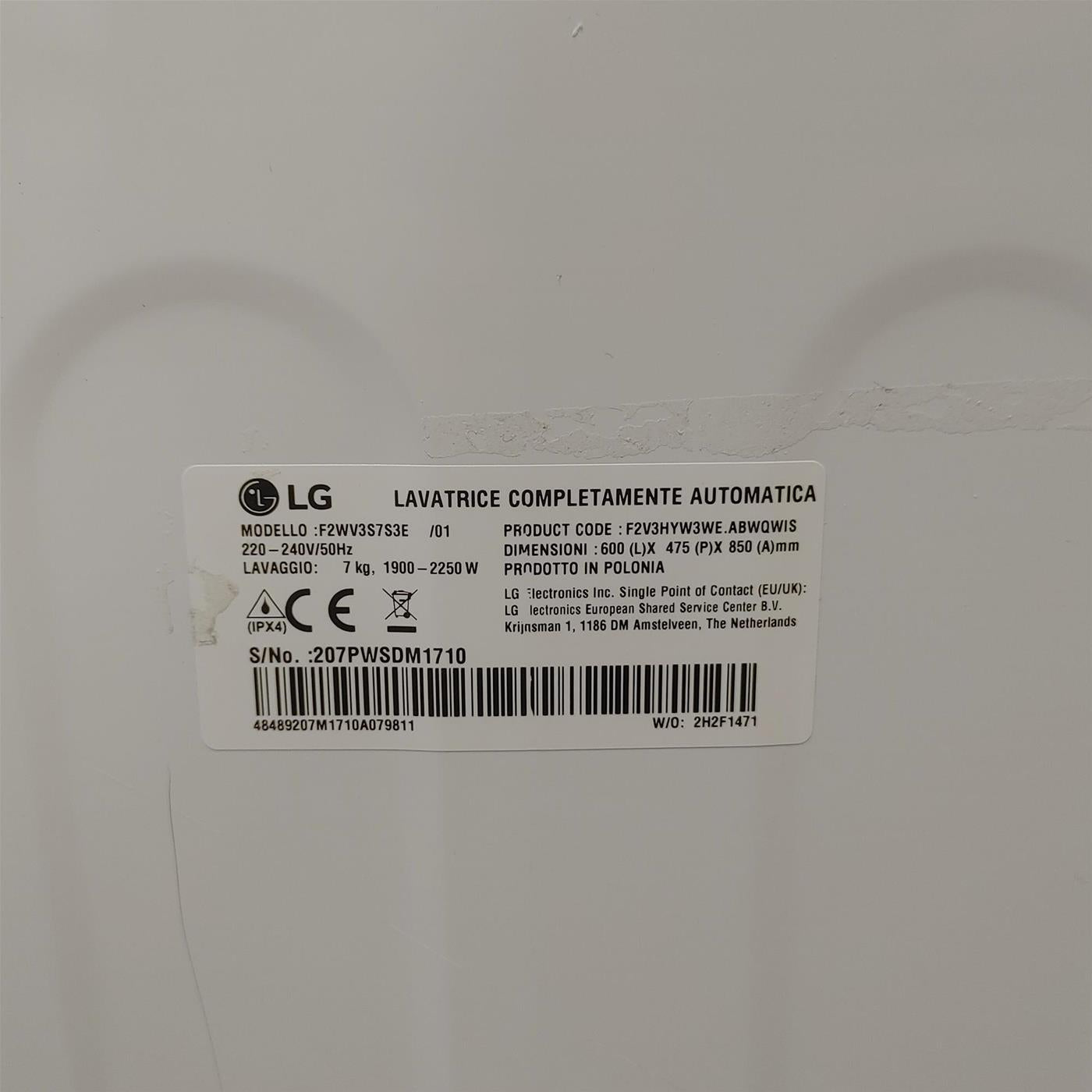 Lavatrice intelligente LG F2WV3S7S4E Slim  SteamTM 7 Kg