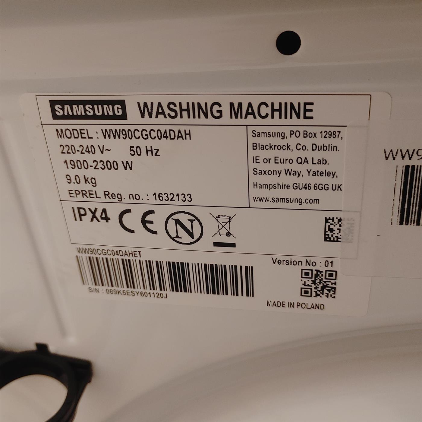 Lavatrice Samsung WW90CGC04DAH/EU Classe A 9 Kg