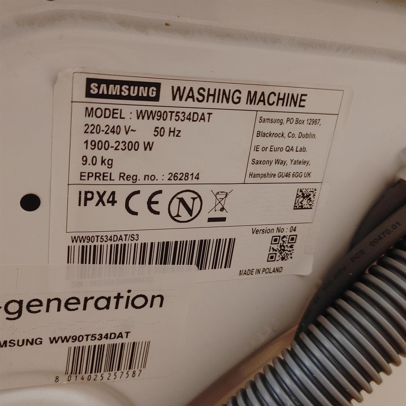 Lavatrice Samsung WW90T534DAT Classe A 9 Kg