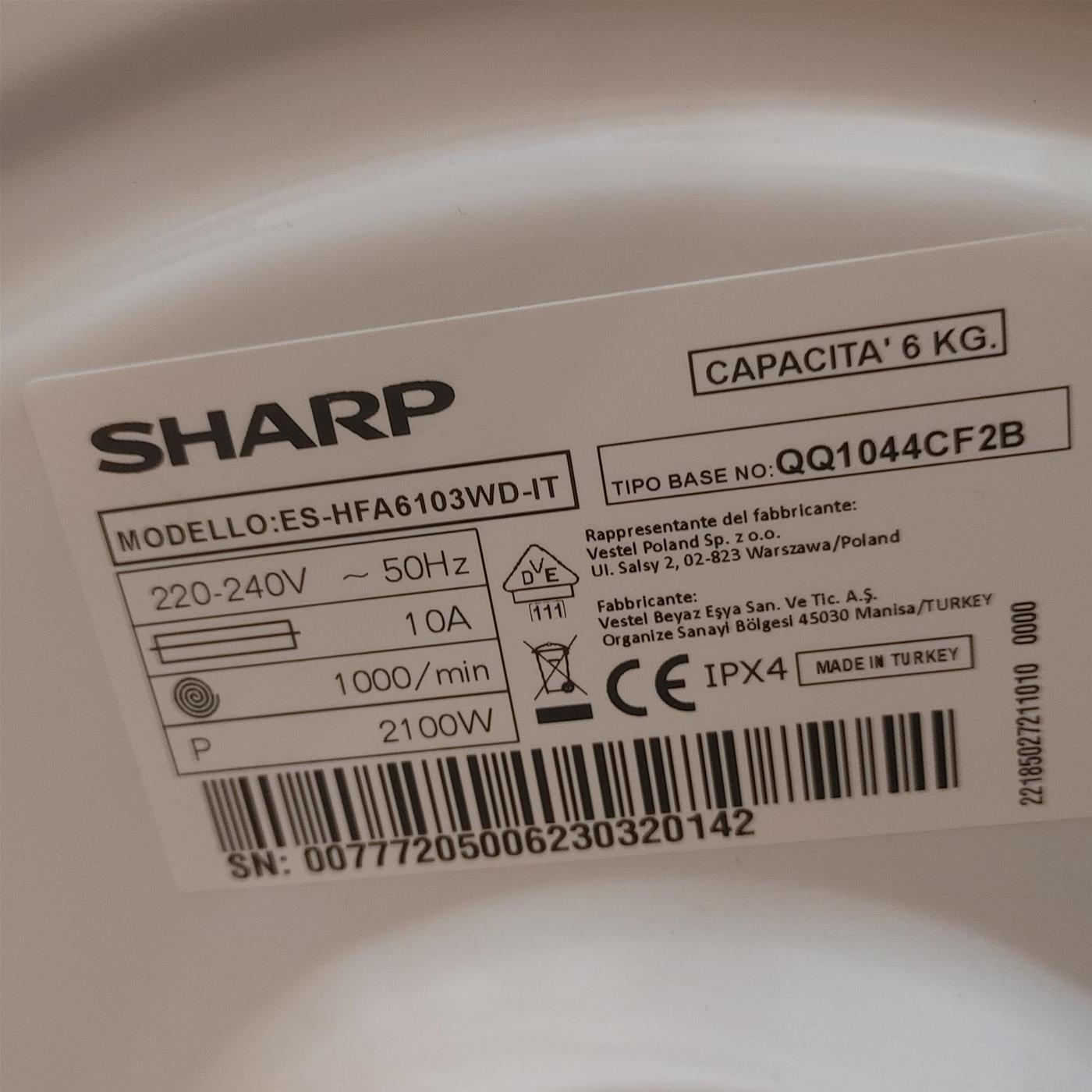 Lavatrice Sharp ES-HFA6103WD 6 Kg