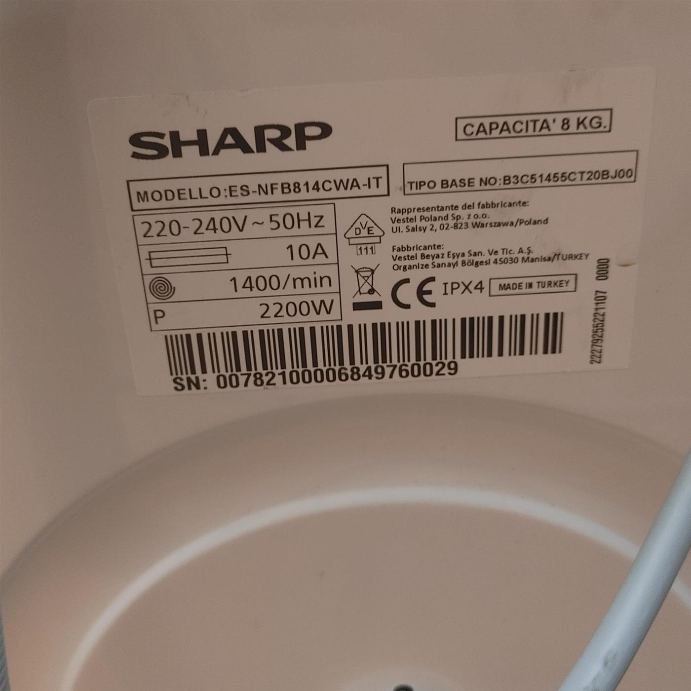 Lavatrice SHARP ES-NFB814CWA-IT 8 Kg