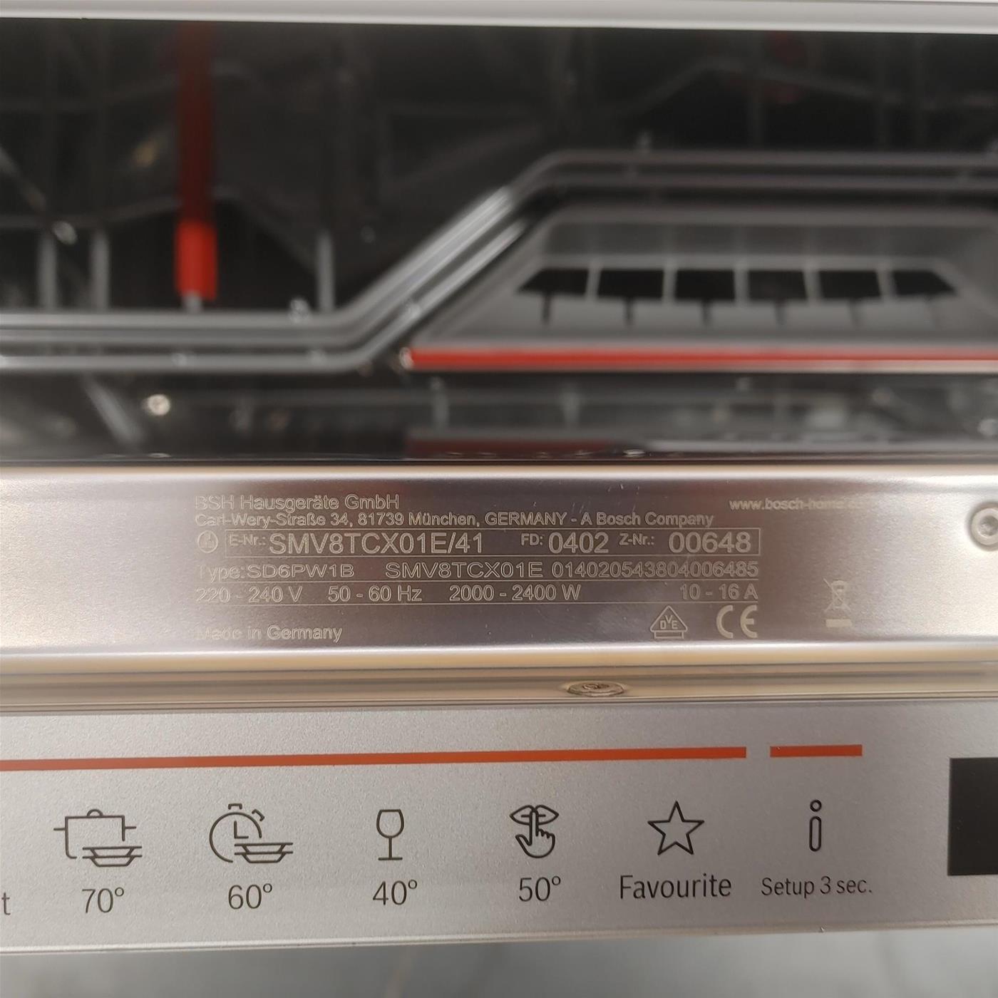 Lavastoviglie Bosch Serie 8 SMV8TCX01E da incasso 14 coperti