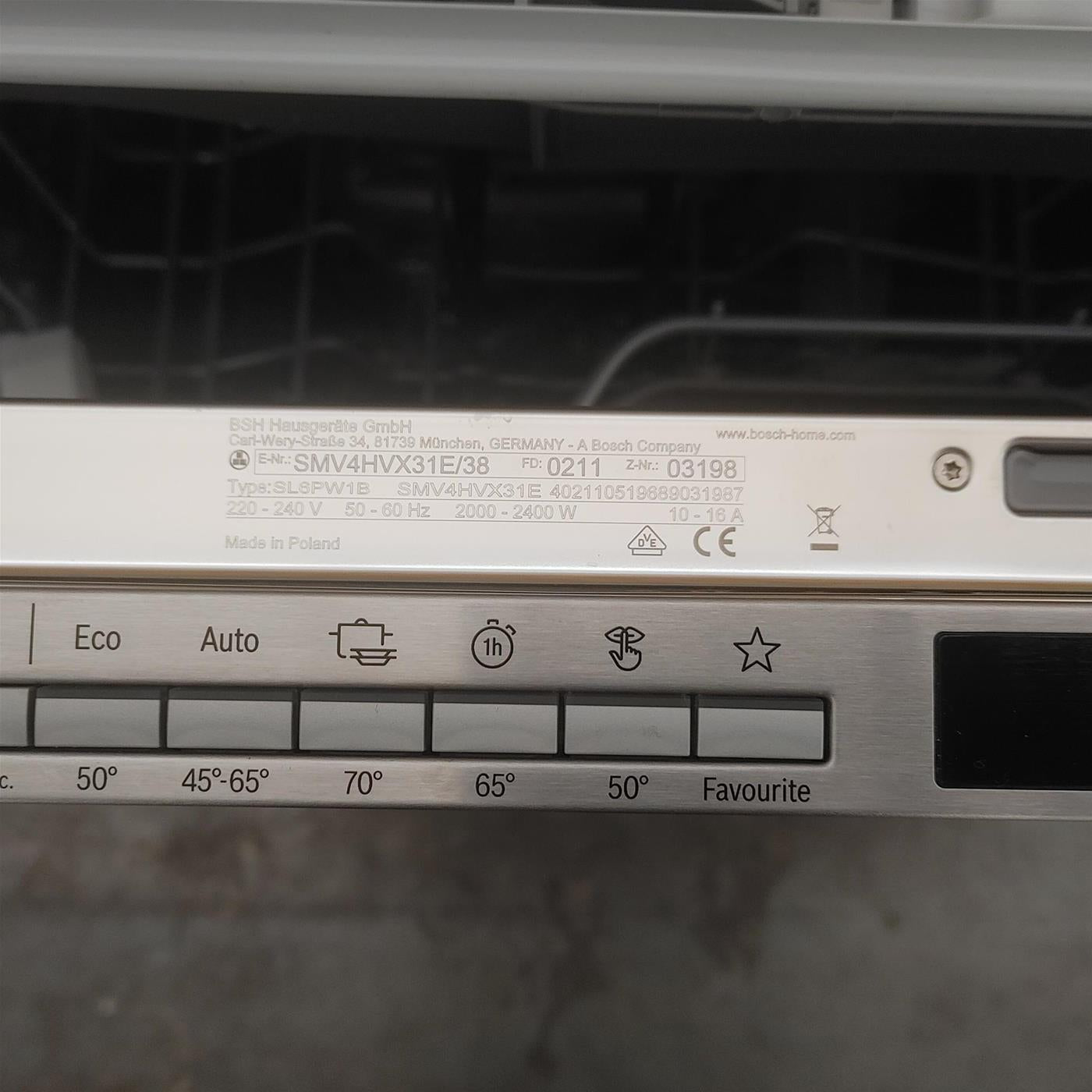 Lavastoviglie Bosch Serie 4 SMV4HVX14E A scomparsa totale 14 coperti