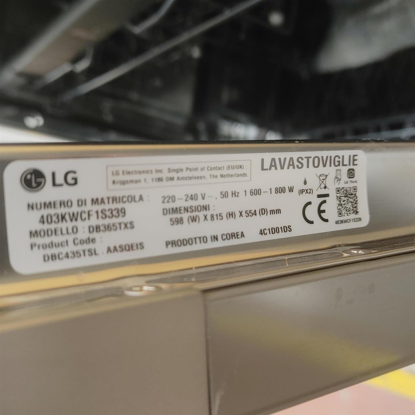 Lavastoviglie LG QuadWash DB365TXS Vapore Wi-Fi  14 coperti