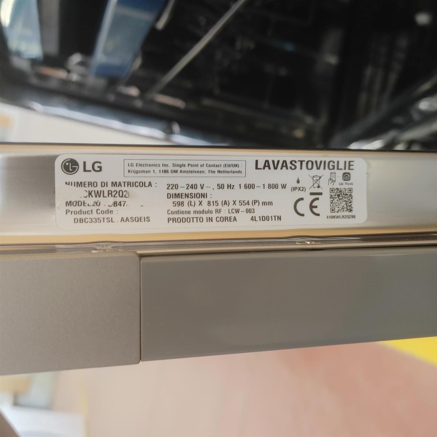 Lavastoviglie LG DB475TXS A scomparsa totale 14 coperti