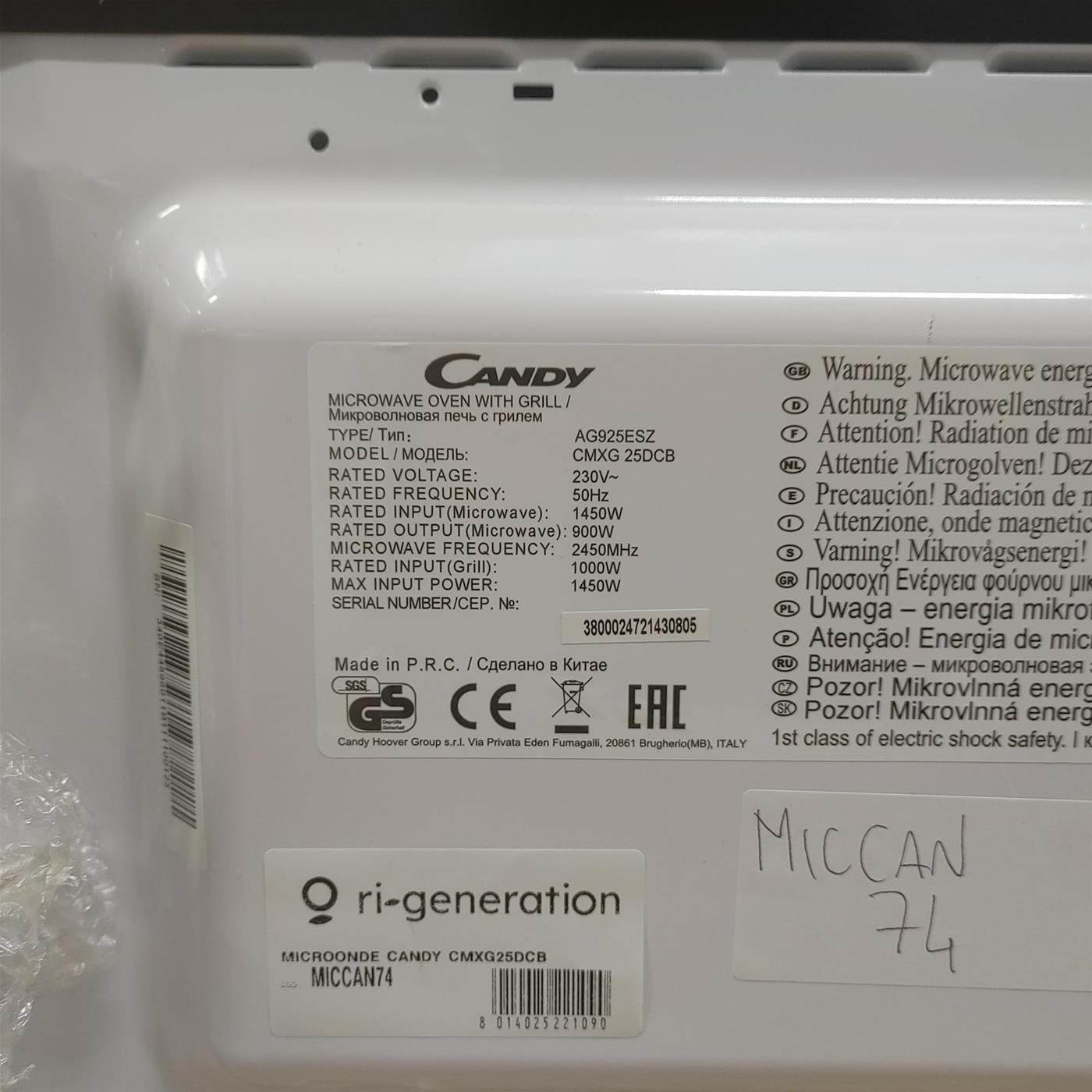 Microonde Candy COOK-inApp CMXG25DCB