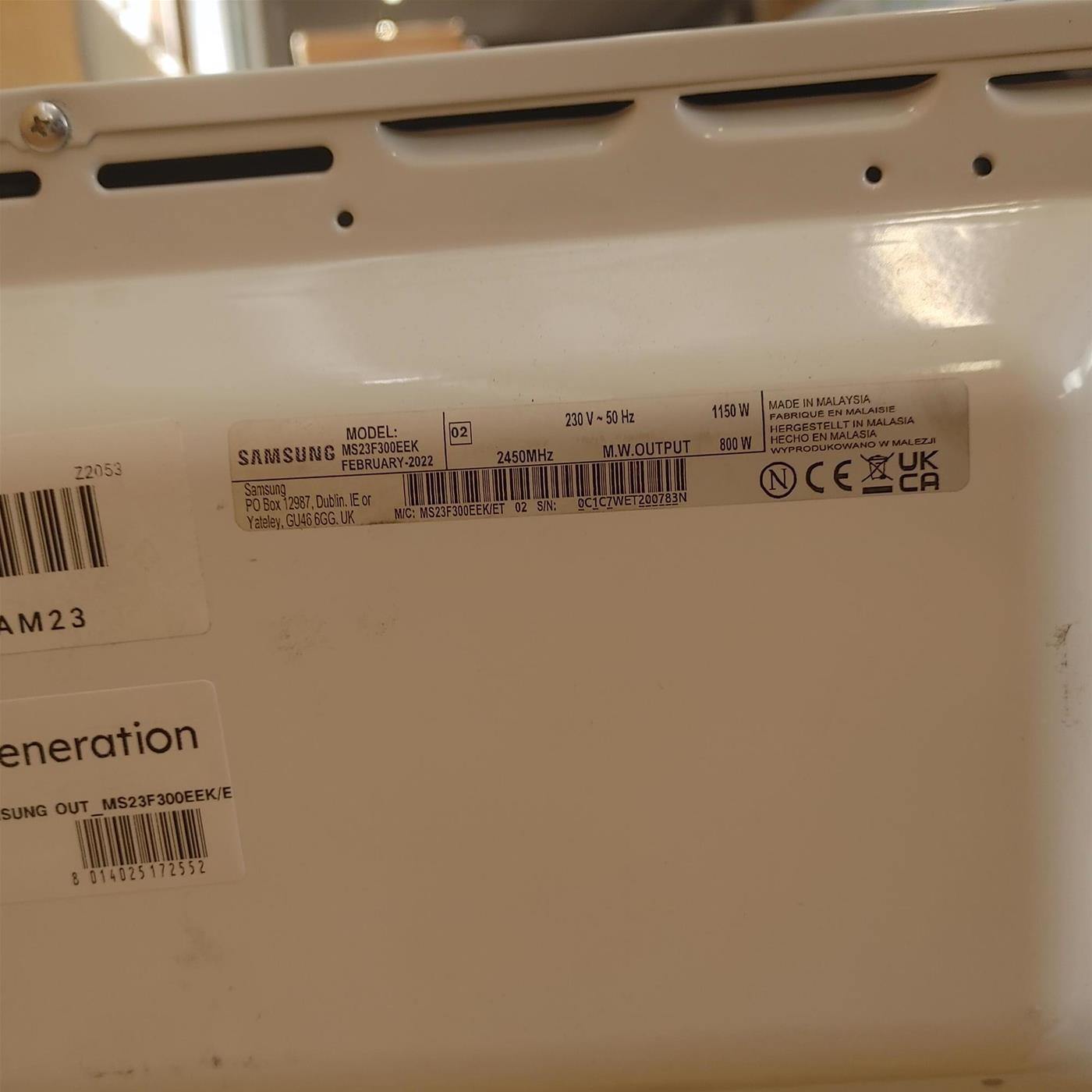 Samsung MS23F300EEK Forno a microonde Solo da appoggio 23 L 800 W Nero