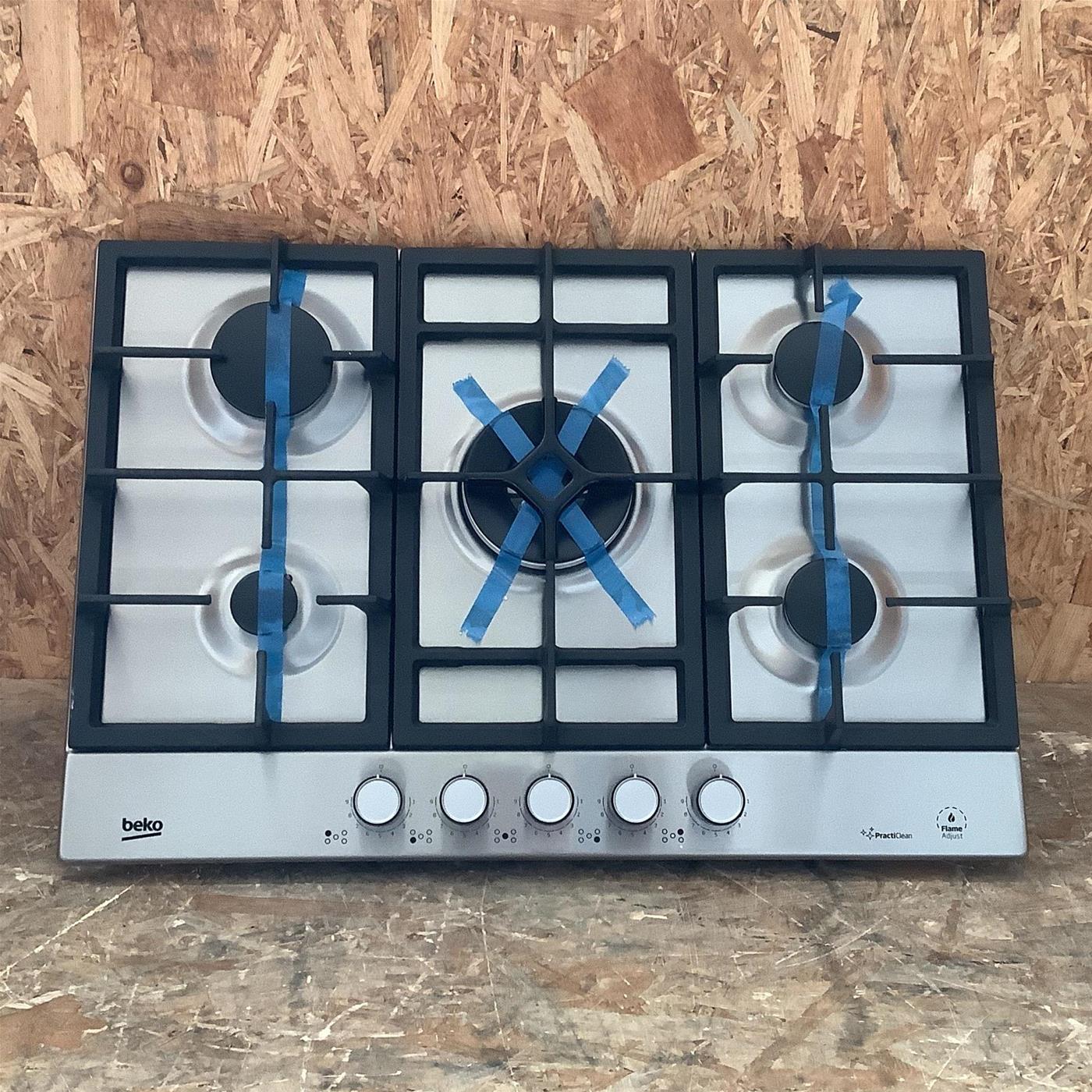 Piano cottura Beko HIAW75226SXE: a Gas - PractiClean FlameAdjust  Wok High Power