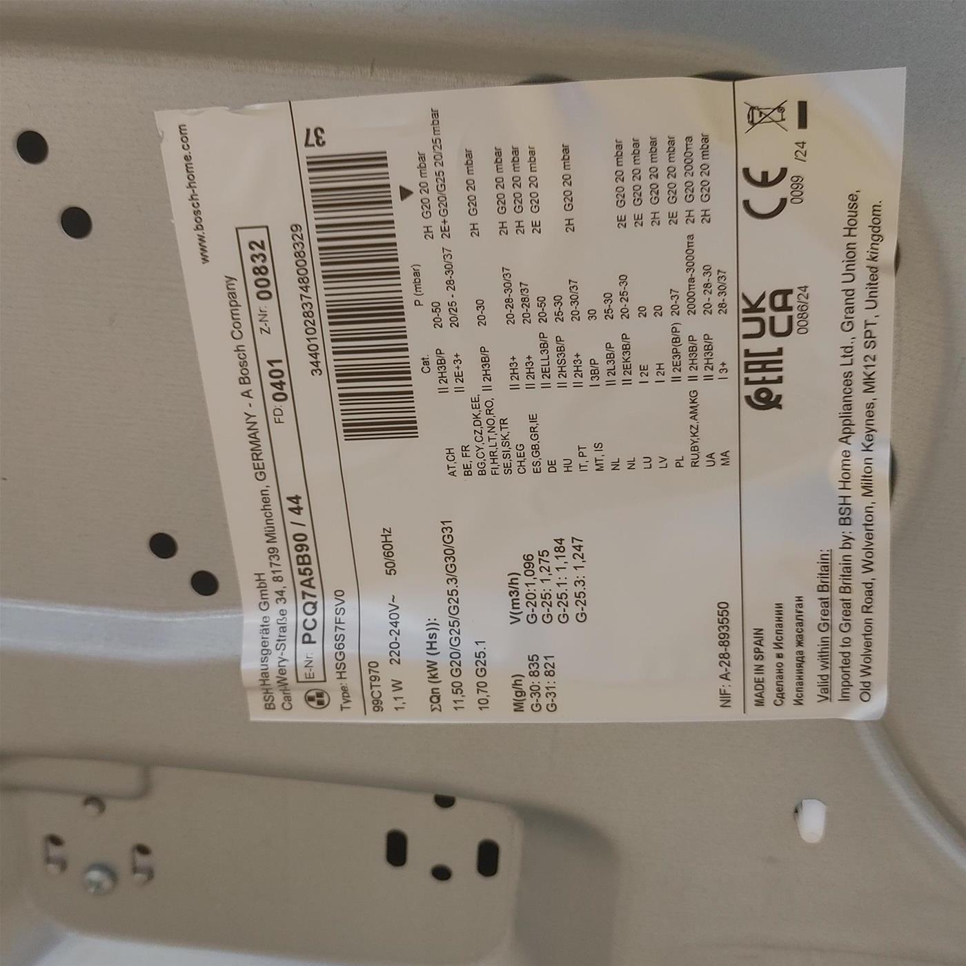 Piano cottura a gas Bosch Serie 6 PCQ7A5B90