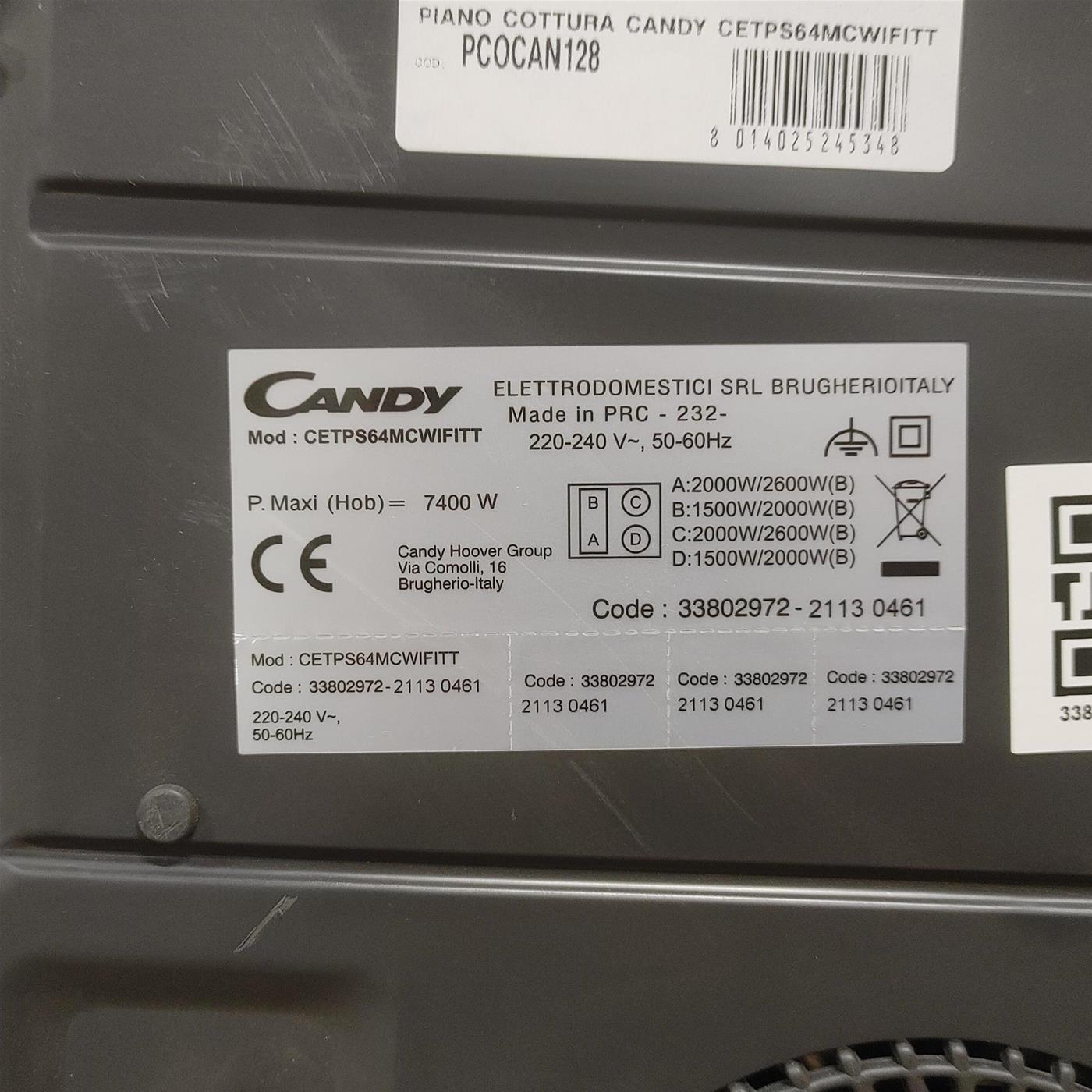 Piano cottura Candy Moderna CETPS64MCWIFITT Induzione 60 cm