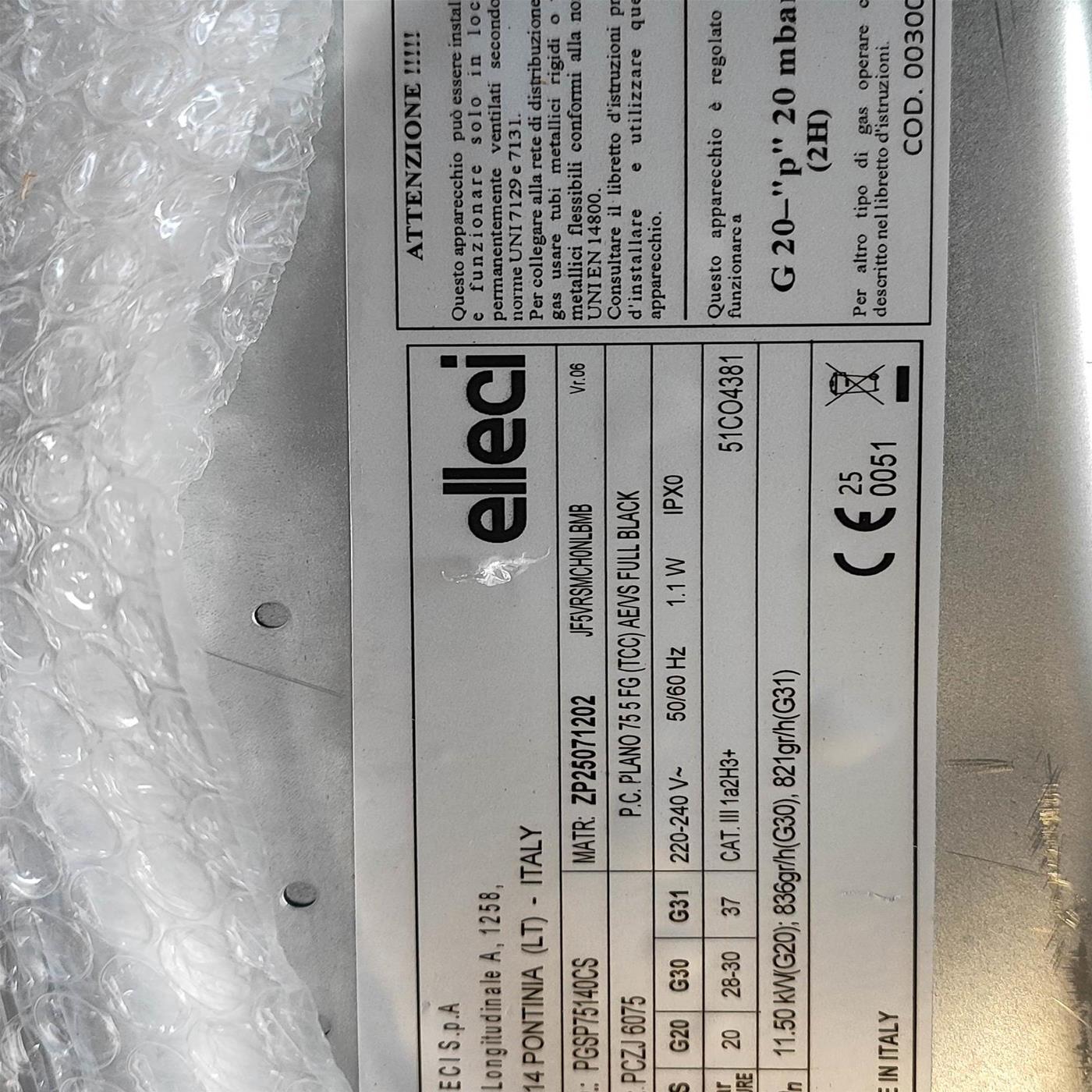 Piano cottura a gas Elleci PGSP75140CS 5 fuochi