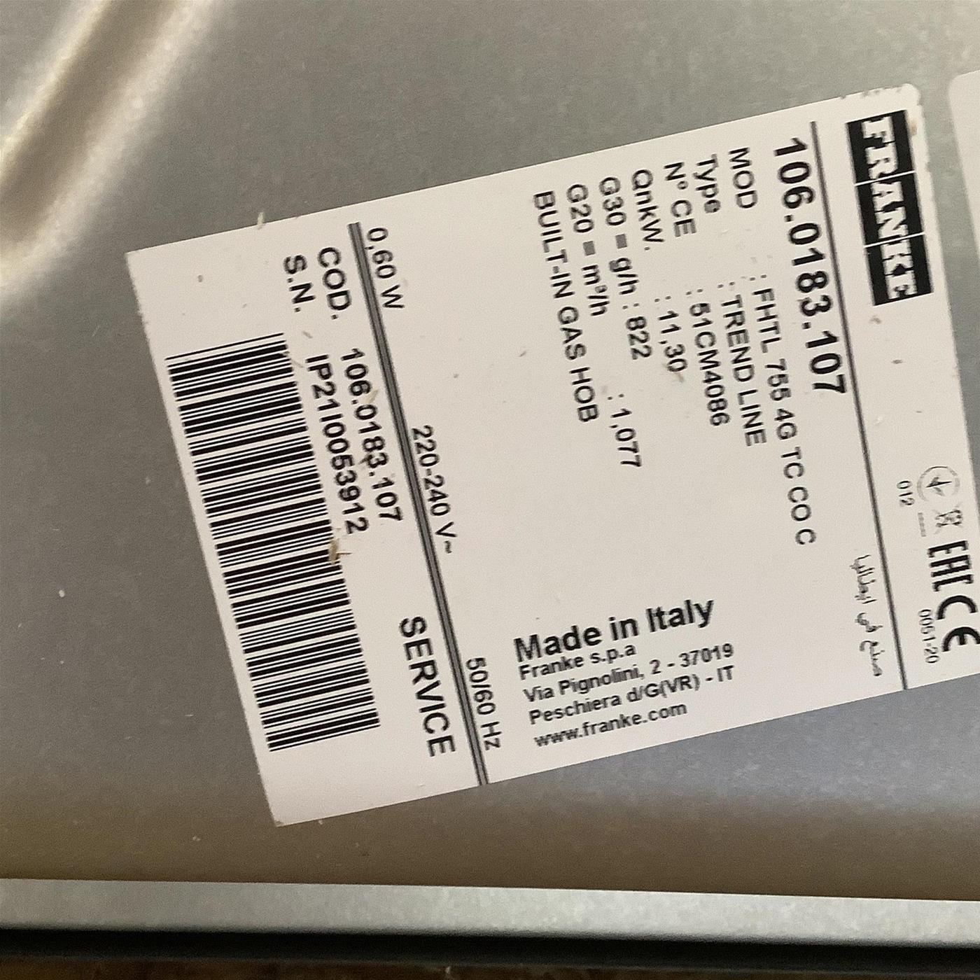 Piano cottura Franke FHTL7554GTCCOC A gas