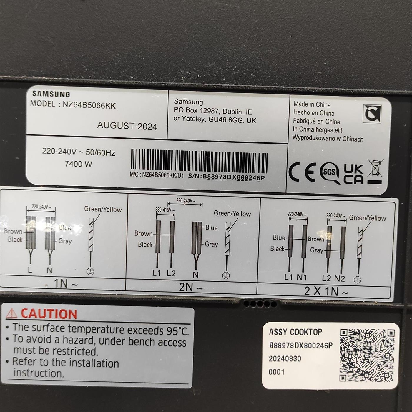 Piano cottura Samsung NZ64B5066KK a induzione 60cm Flex Zone WiFi