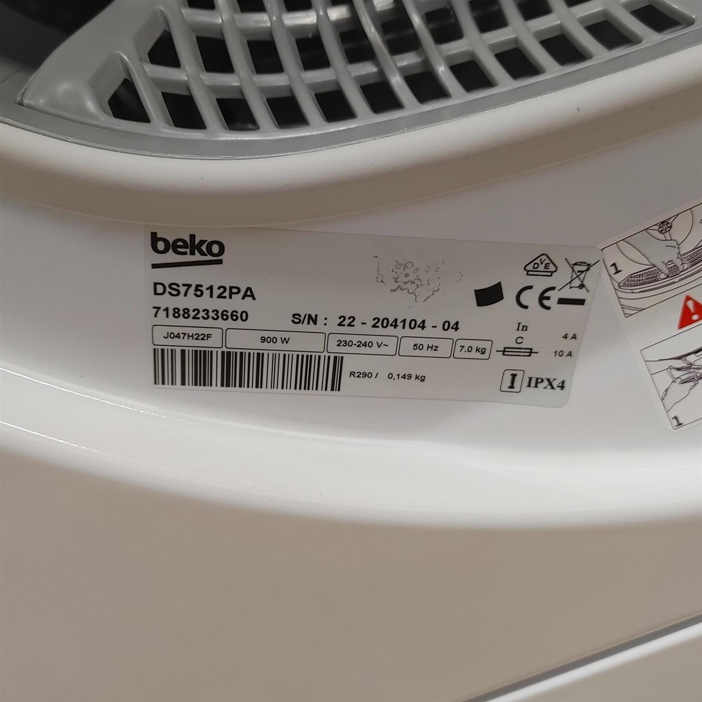 Beko DS7512PA asciugatrice Libera installazione Caricamento frontale 7 kg A+++ Bianco